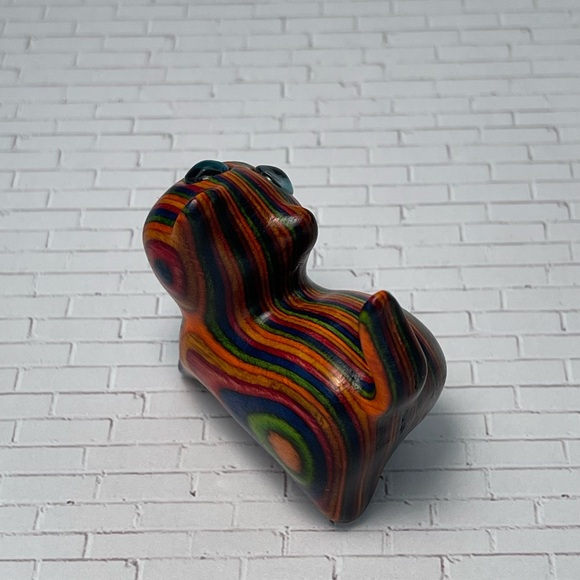 Multicolor wood cat carving - Picture 7 of 12